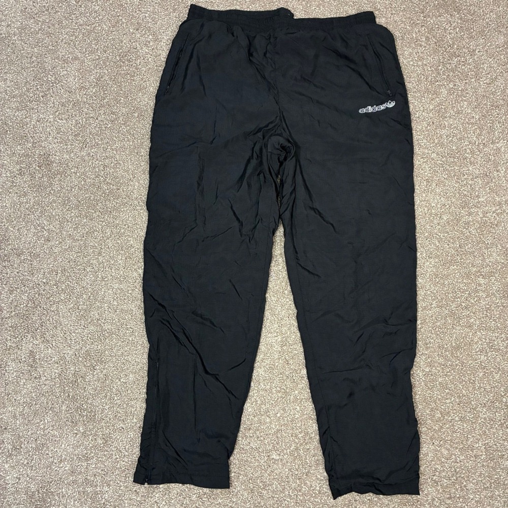 Vintage Adidas Track Pants Mens LG Black White Ankle Zip Warmup Sweatpants Y2K
